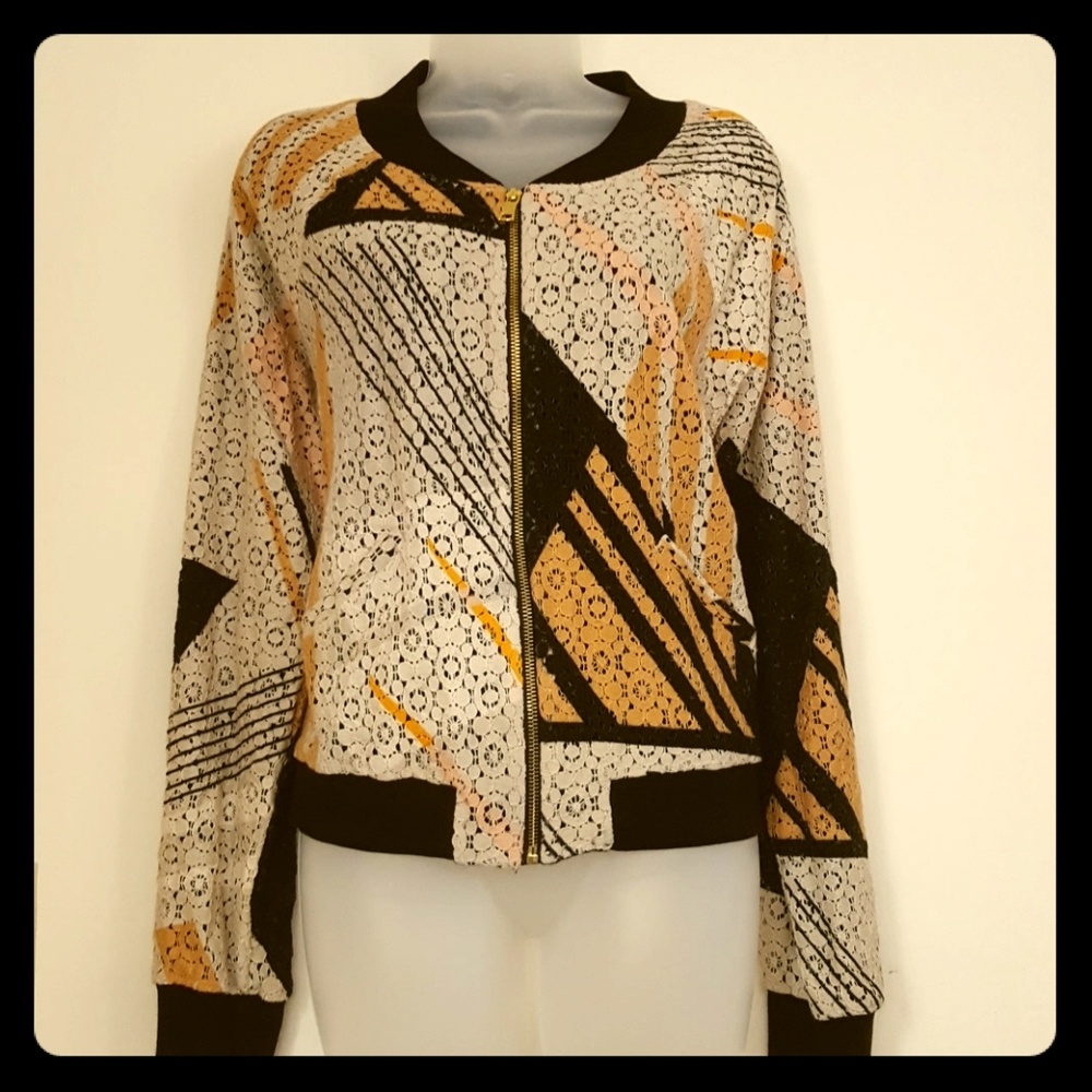 Lace Kalia Bomber Jacket Cream, Black